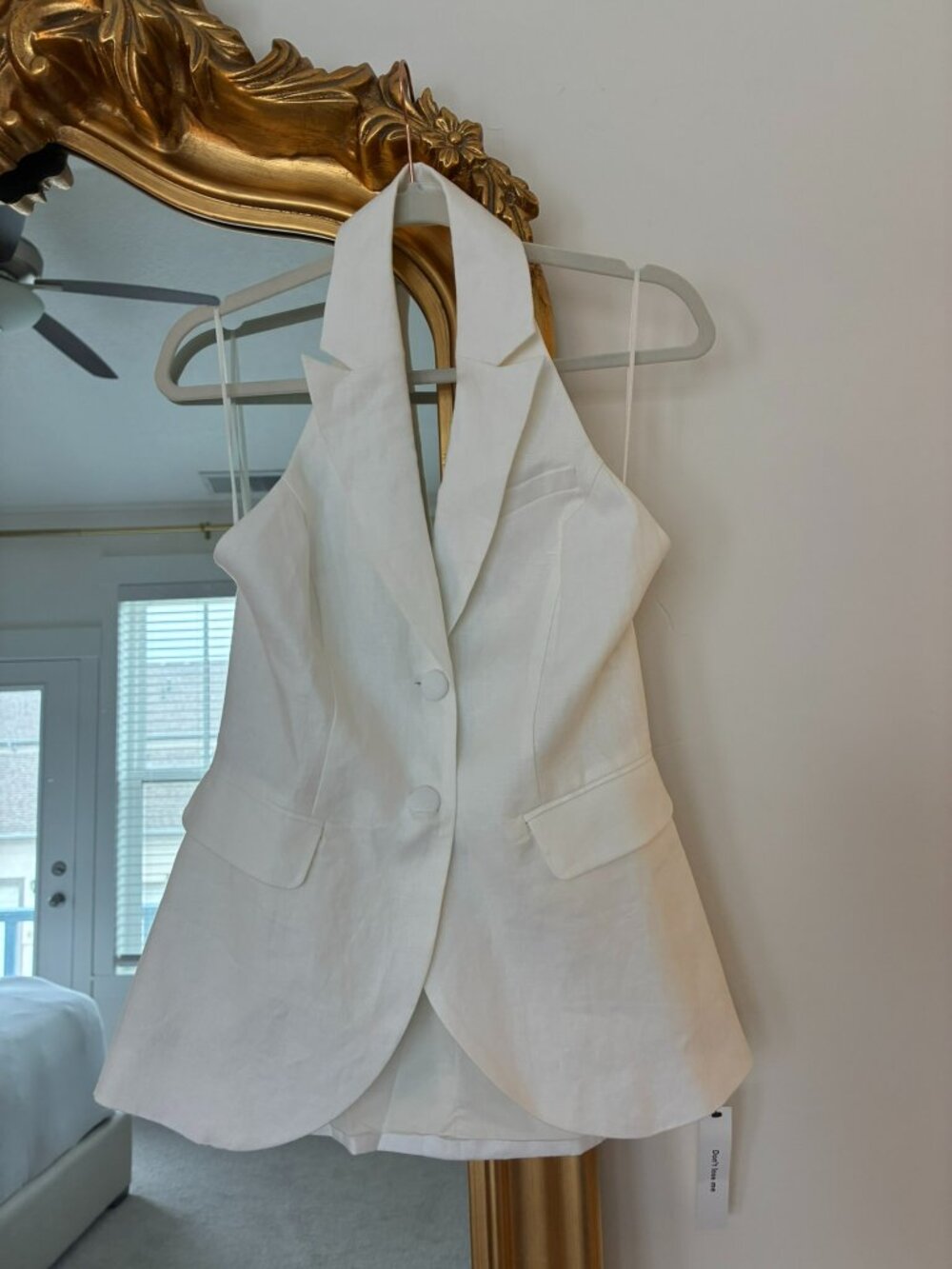 Reformation Brennan White Linen Halter Blazer Vest Top Size 6